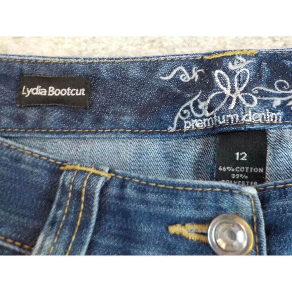 Premium Denim Womens Lydia Jeans Bootcut Stretchy Dark Blue Size 12 (36 x 32) - Picture 5 of 7
